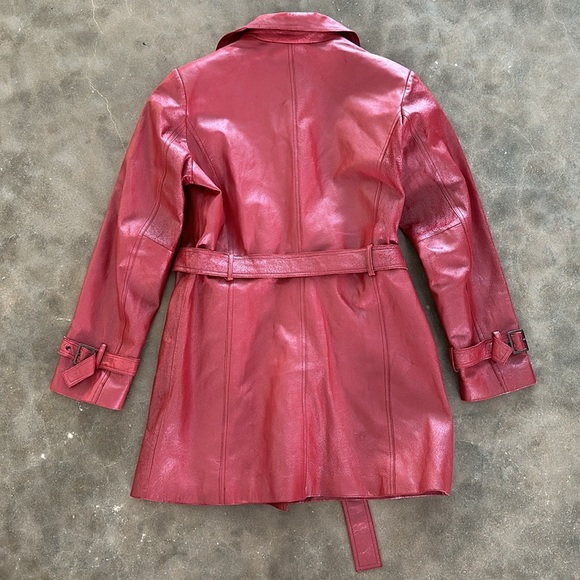 Vintage Red Leather Coat - Picture 5 of 16